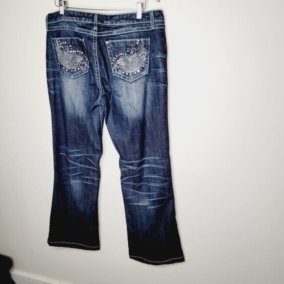 Wrangler Rock 47 Ultra Low Rise Dark Wash Jeans - Picture 7 of 8